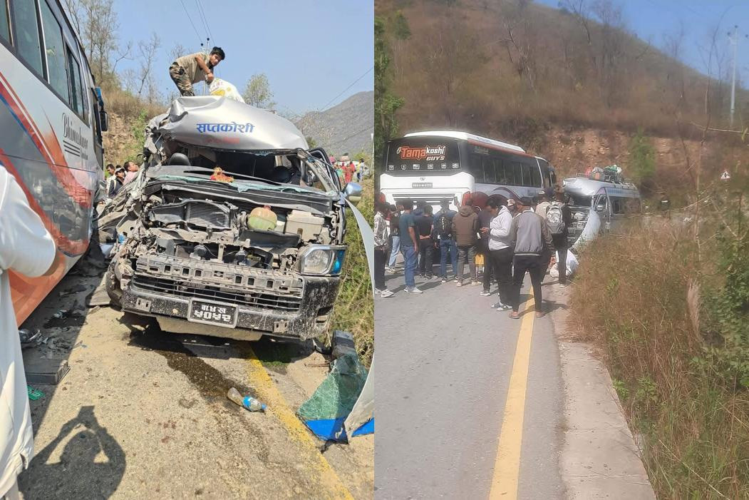 बी.पी. राजमार्गमा बस र हायस ठोक्किँदा ९ घाइते, केहीको अवस्था गम्भीर