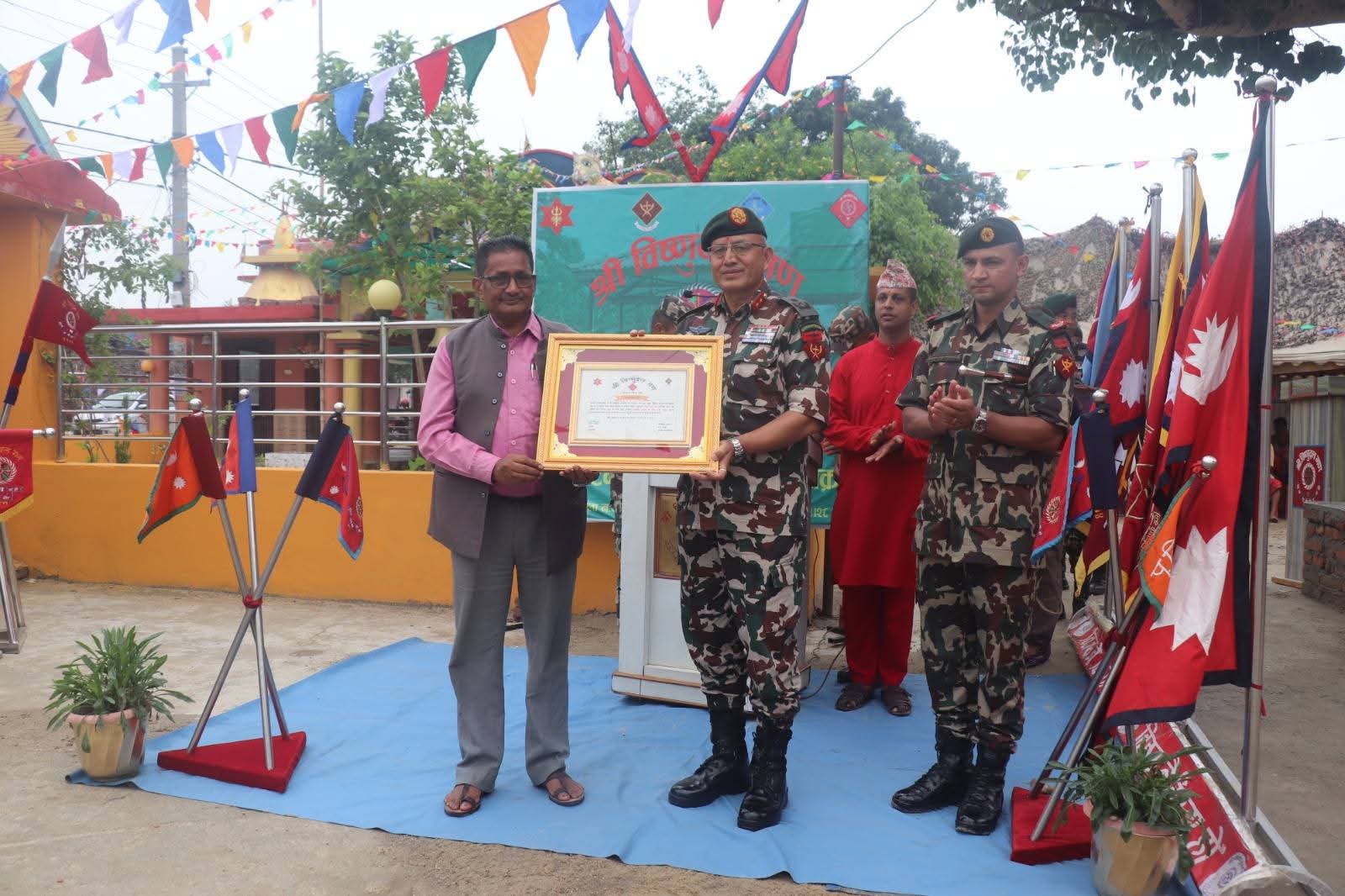 सेनाद्वारा निर्माण गरिएको विश्रामस्थल र खानेपानी आयोजना हस्तान्तरण