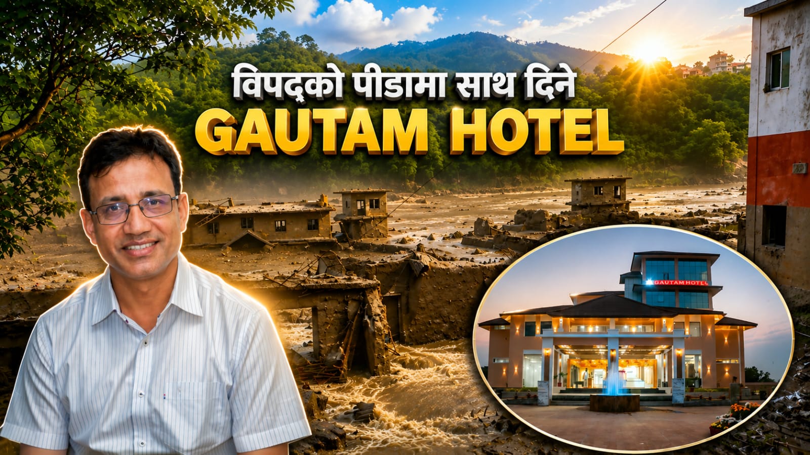 भोटेकोशी बाढीपीडितका लागि गौतम होटल परिवारद्वारा १ लाख ५१ हजार सहयोग
