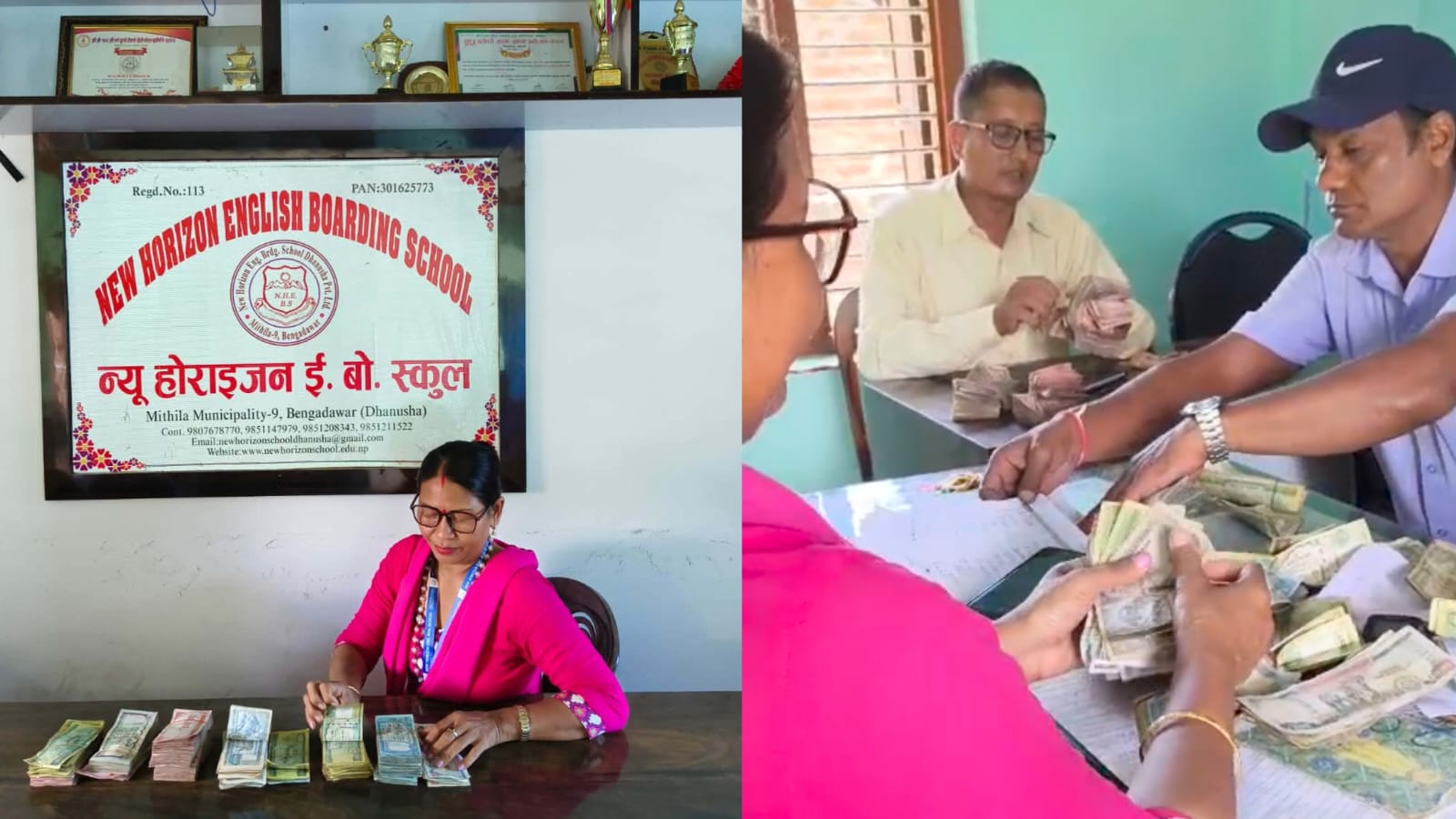 भोटेकोशी बाढीपीडितका लागि न्यू होराइजन स्कुलद्वारा १ लाख २० हजार रुपैयाँ सहयोग