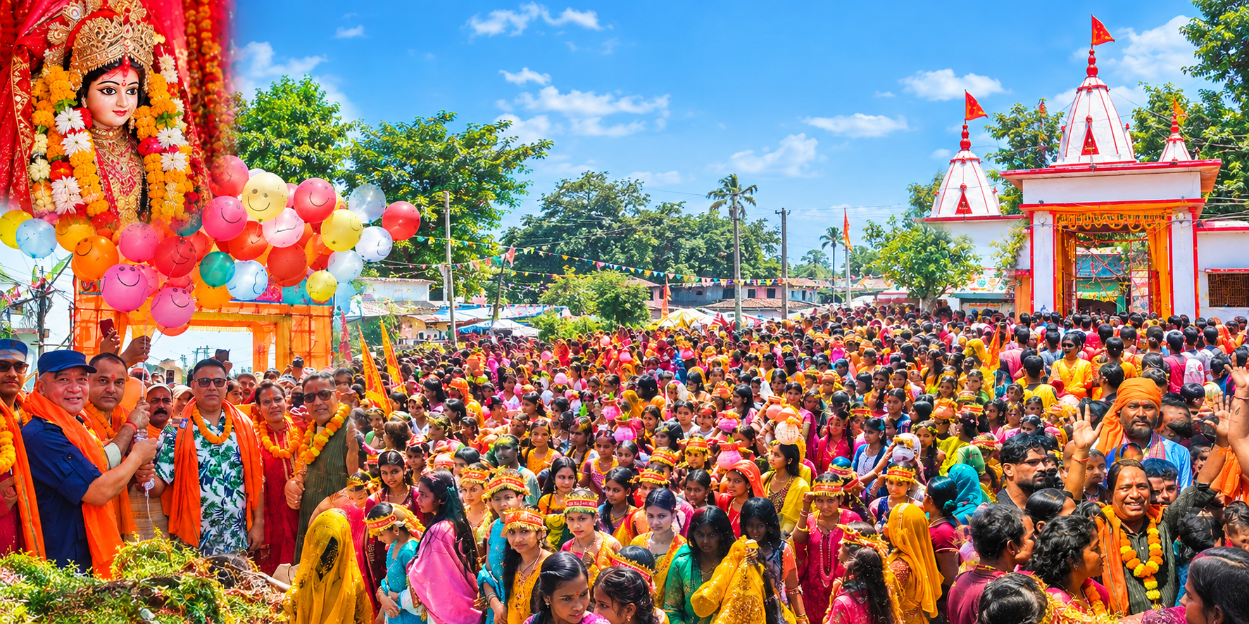 मटिहानीमा बडादशैँको अवसरमा भव्य शान्ति कलश यात्रा, हजारौँ श्रद्धालु सहभागी