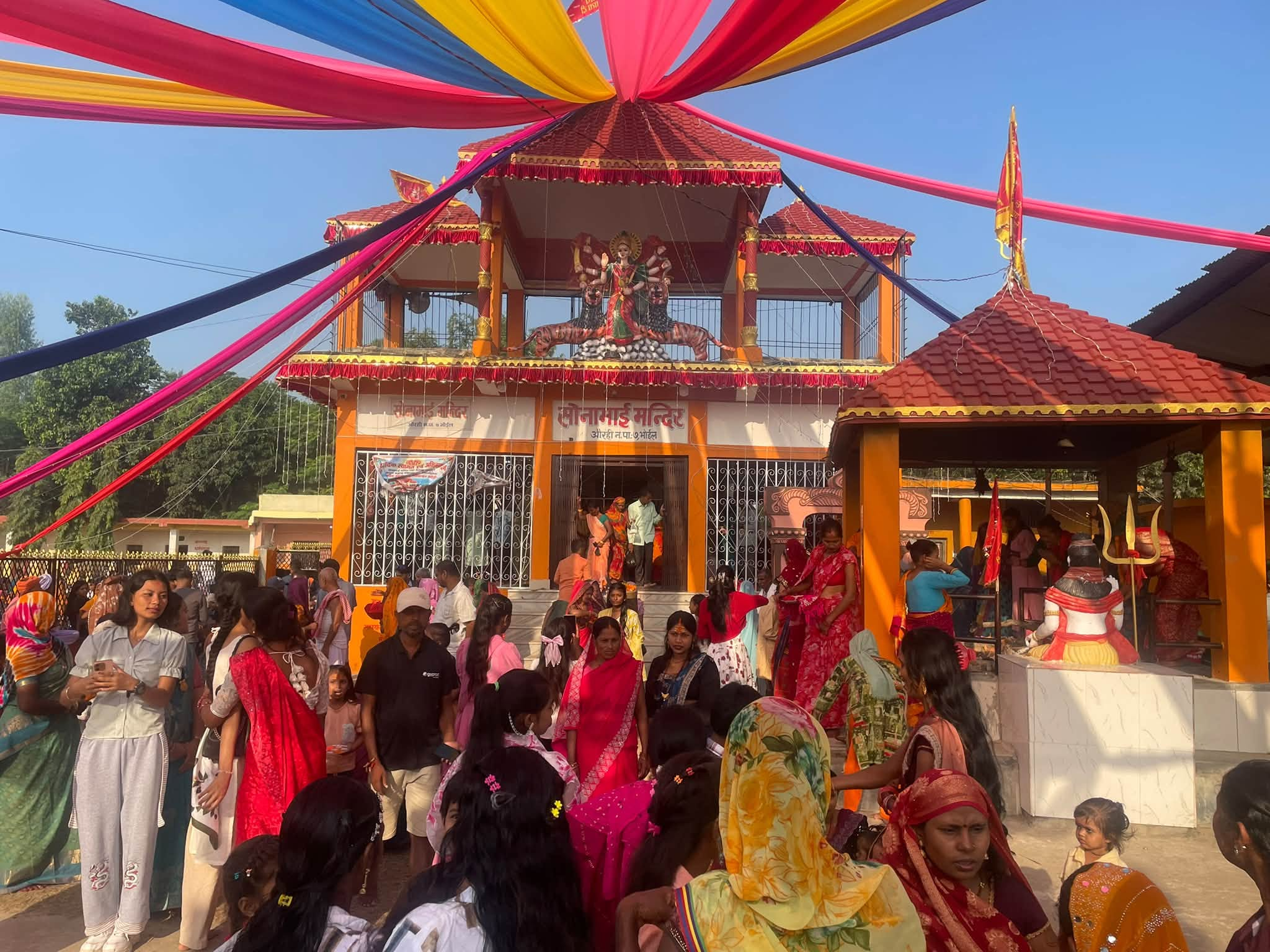सोनामाई मन्दिरमा विधिपूर्वक फूलपाती भित्र्याइयो